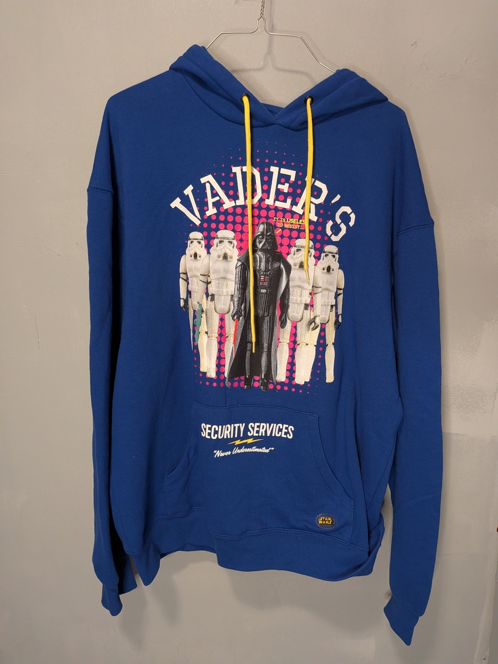 Star Wars Blue Vader & Stormtroopers Graphic Hoodie with Yellow Drawcords